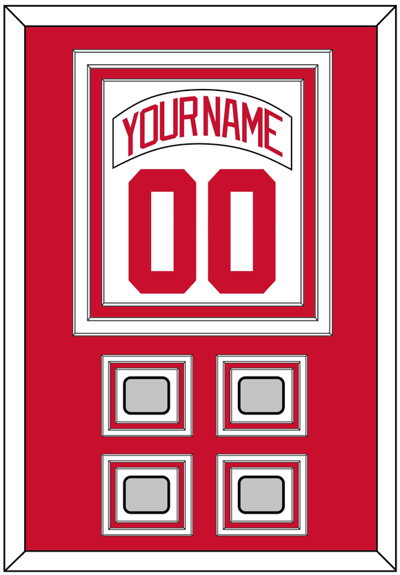 Detroit Nameplate & Number (Back) Combined With 4 Stanley Cup Finals Patches - Home White (1997-2007) - Triple Mat 1