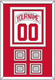 Detroit Nameplate & Number (Back) Combined With 4 Stanley Cup Finals Patches - Home White (1997-2007) - Triple Mat 1