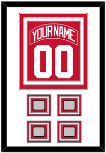 Detroit Nameplate & Number (Back) Combined With 4 Stanley Cup Finals Patches - Home Red (2007-2017) - Triple Mat 1