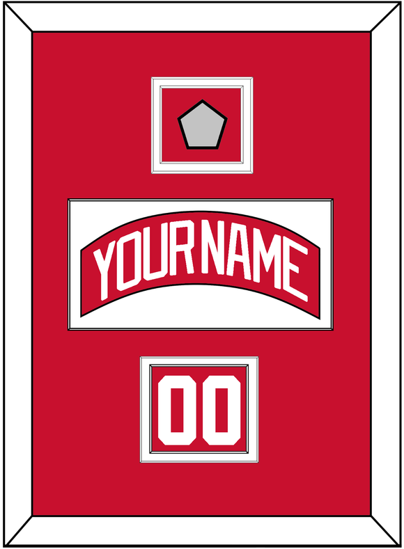 Detroit Nameplate, Number (Shoulder) & 2008 Stanley Cup Champions Patch - Home Red (2007-2017) - Double Mat 1