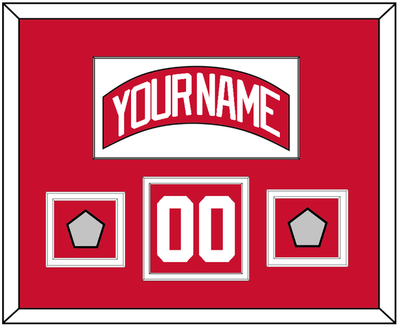 Detroit Nameplate, Number (Shoulder) & 2 Stanley Cup Finals Patches - Road Red (1997-2007) - Double Mat 1