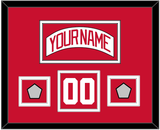 Detroit Nameplate, Number (Shoulder) & 2 Stanley Cup Finals Patches - Home White (1997-2007) - Double Mat 1