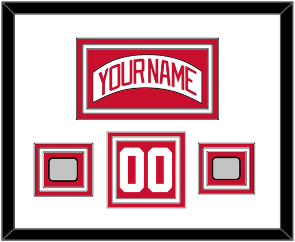 Detroit Nameplate, Number (Shoulder) & 2 Stanley Cup Finals Patches - Home White (1997-2007) - Triple Mat 1