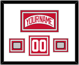 Detroit Nameplate, Number (Shoulder) & 2 Stanley Cup Finals Patches - Home White (1997-2007) - Triple Mat 1