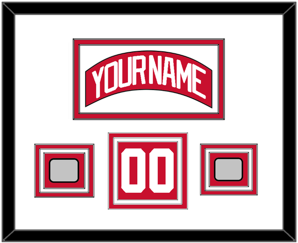 Detroit Nameplate, Number (Shoulder) & 2 Stanley Cup Finals Patches - Road Red (1997-2007) - Triple Mat 1