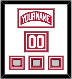 Detroit Nameplate, Number (Shoulder) & 3 Stanley Cup Finals Patches - Road Red (1997-2007) - Triple Mat 1