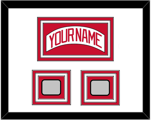 Detroit Nameplate & 2 Stanley Cup Finals Patch - Road White (2007-2017) - Triple Mat 1