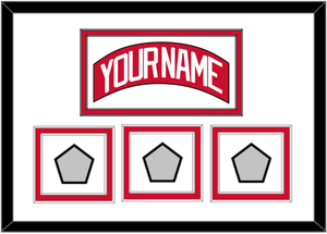 Detroit Nameplate & 1997, 1998 & 2002 Stanley Cup Finals Jersey Patches - Road Red (1997-2007) - Double Mat 1