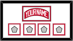 Detroit Nameplate & 4 Stanley Cup Finals Jersey Patches - Road Red (1997-2007) - Double Mat 1