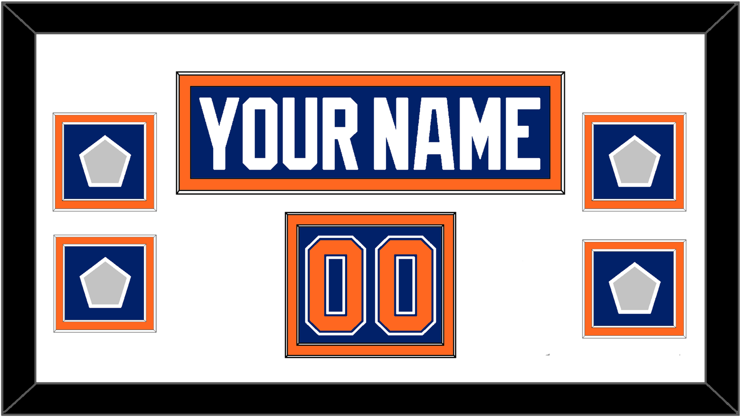 Edmonton Nameplate, Number (Shoulder) & 4 Stanley Cup Champions Patches - Road Blue (1981-1994) - Signature Tier 1