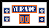 Edmonton Nameplate, Number (Shoulder) & 4 Stanley Cup Champions Patches - Road Blue (1981-1994) - Double Mat 1