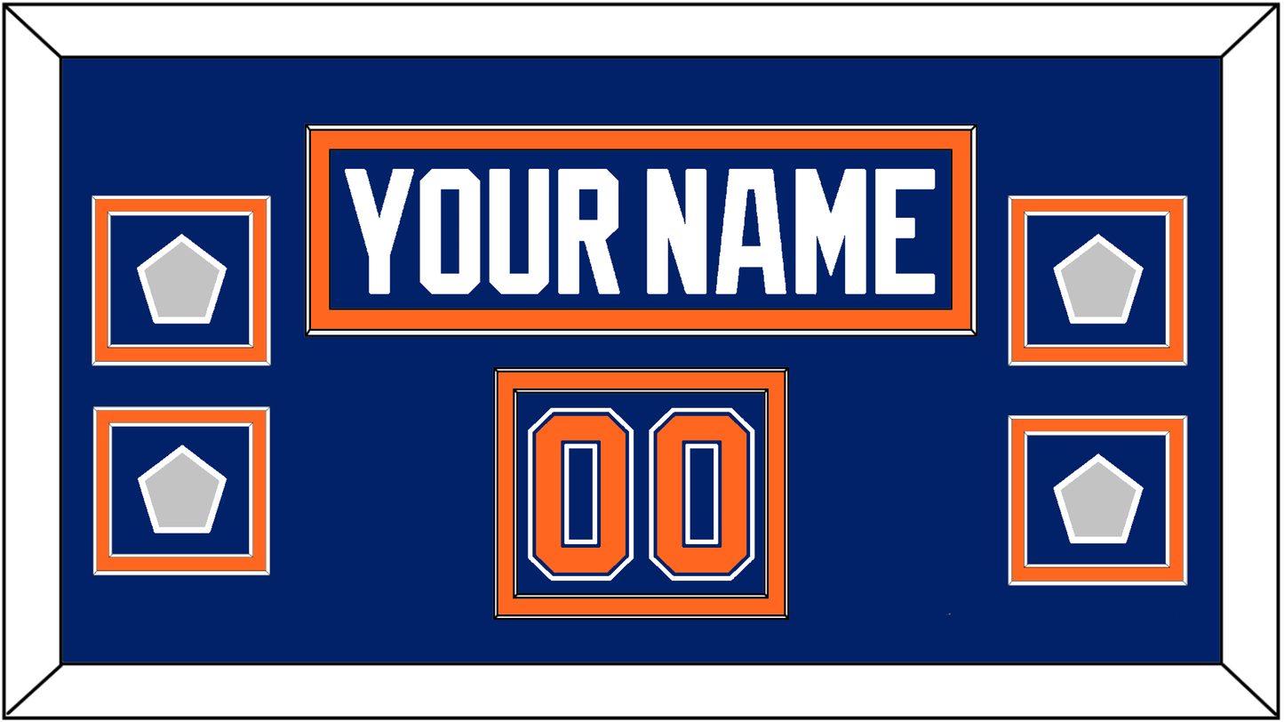 Edmonton Nameplate, Number (Shoulder) & 4 Stanley Cup Champions Patches - Road Blue (1981-1994) - Signature Tier 2