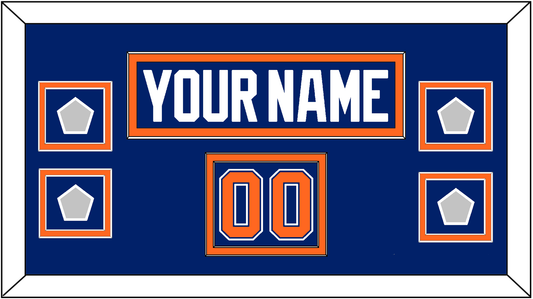 Edmonton Nameplate, Number (Shoulder) & 4 Stanley Cup Champions Patches - Road Blue (1981-1994) - Signature Tier 2