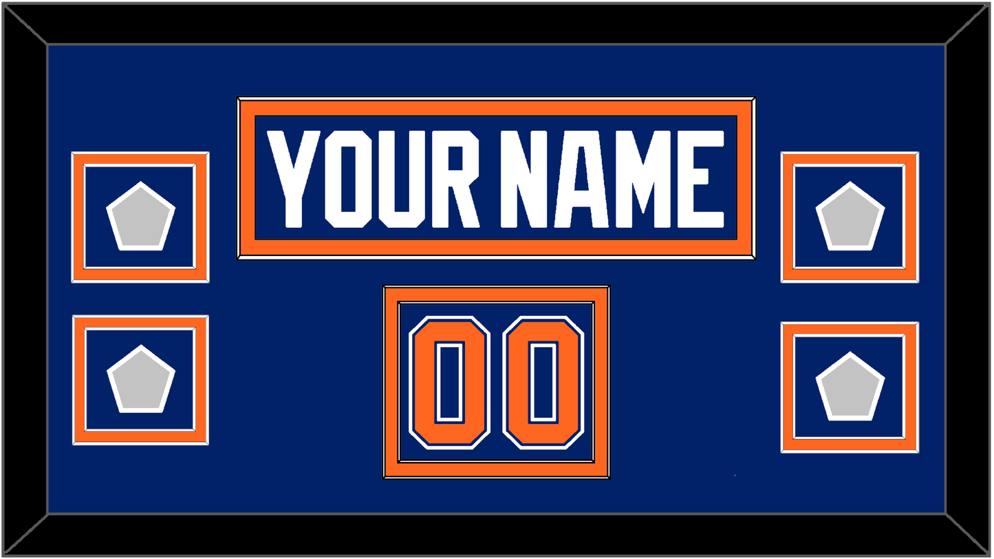 Edmonton Nameplate, Number (Shoulder) & 4 Stanley Cup Champions Patches - Road Blue (1981-1994) - Signature Tier 2