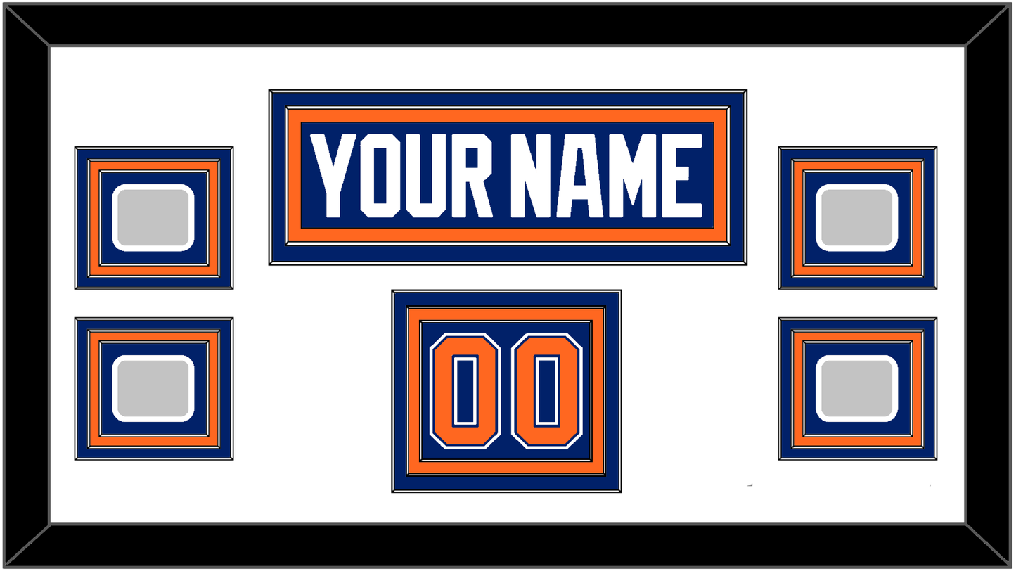 Edmonton Nameplate, Number (Shoulder) & 4 Stanley Cup Champions Patches - Road Blue (1981-1994) - Premier Tier 1