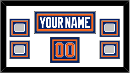 Edmonton Nameplate, Number (Shoulder) & 4 Stanley Cup Champions Patches - Road Blue (1981-1994) - Premier Tier 1