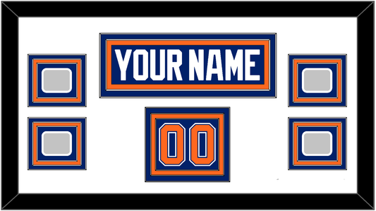Edmonton Nameplate, Number (Shoulder) & 4 Stanley Cup Champions Patches - Road Blue (1981-1994) - Premier Tier 1