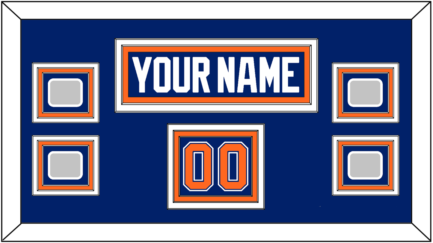 Edmonton Nameplate, Number (Shoulder) & 4 Stanley Cup Champions Patches - Road Blue (1981-1994) - Premier Tier 2