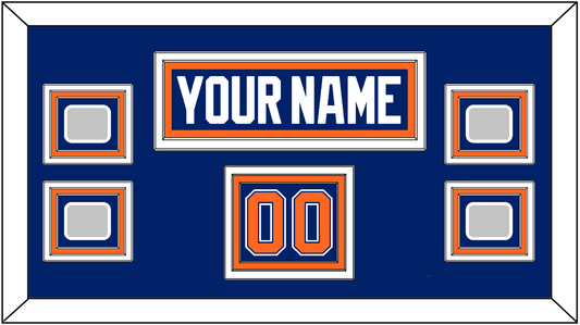 Edmonton Nameplate, Number (Shoulder) & 4 Stanley Cup Champions Patches - Road Blue (1981-1994) - Premier Tier 2