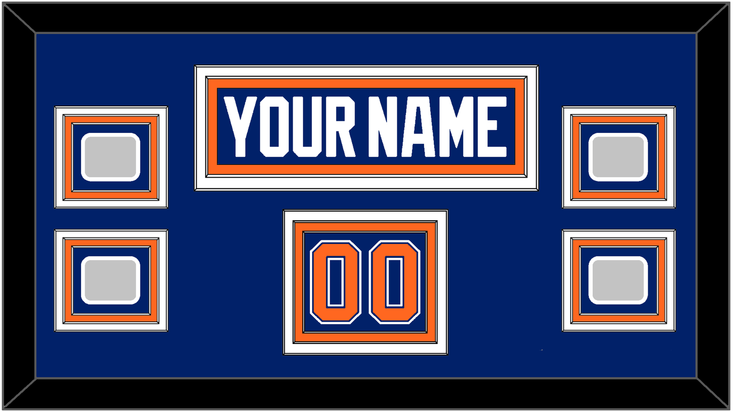 Edmonton Nameplate, Number (Shoulder) & 4 Stanley Cup Champions Patches - Road Blue (1981-1994) - Premier Tier 2