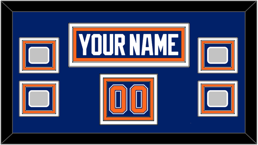 Edmonton Nameplate, Number (Shoulder) & 4 Stanley Cup Champions Patches - Road Blue (1981-1994) - Premier Tier 2