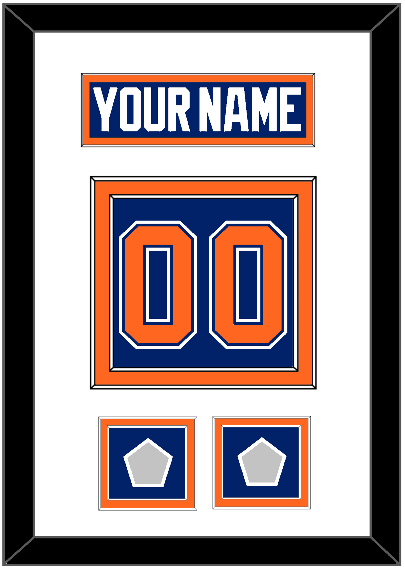 Edmonton Nameplate & Number (Back) With 2 Stanley Cup Champions Patches - Road Blue (1981-1994) - Signature Tier 1