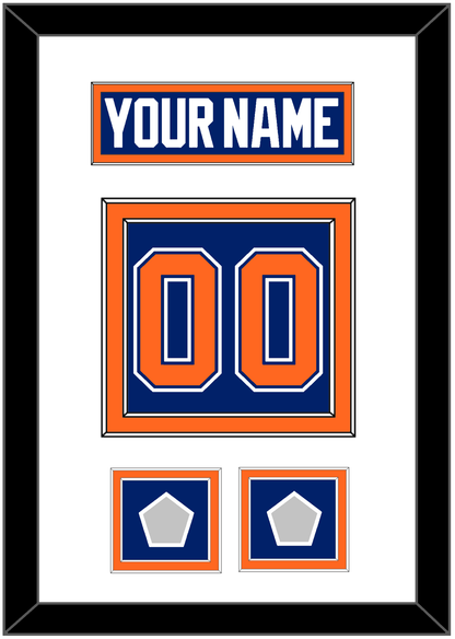Edmonton Nameplate & Number (Back) With 2 Stanley Cup Champions Patches - Road Blue (1981-1994) - Signature Tier 1