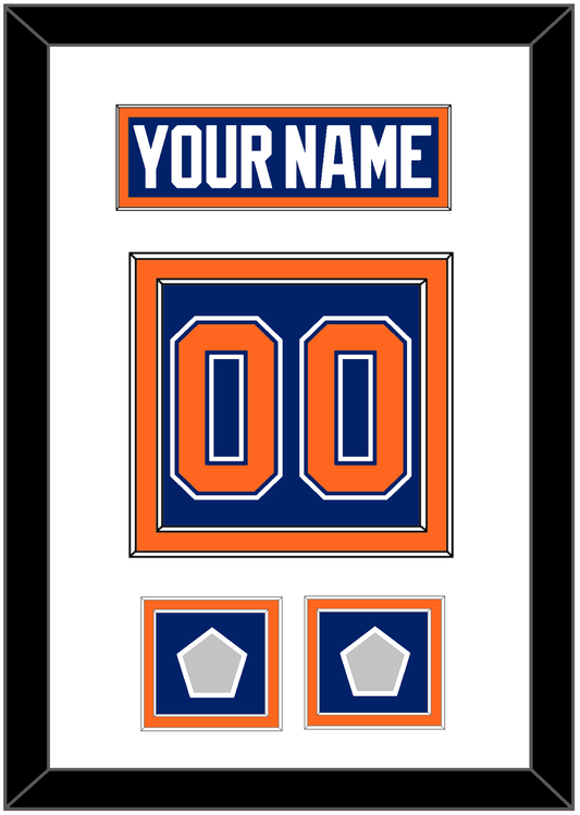 Edmonton Nameplate & Number (Back) With 2 Stanley Cup Champions Patches - Road Blue (1981-1994) - Signature Tier 1