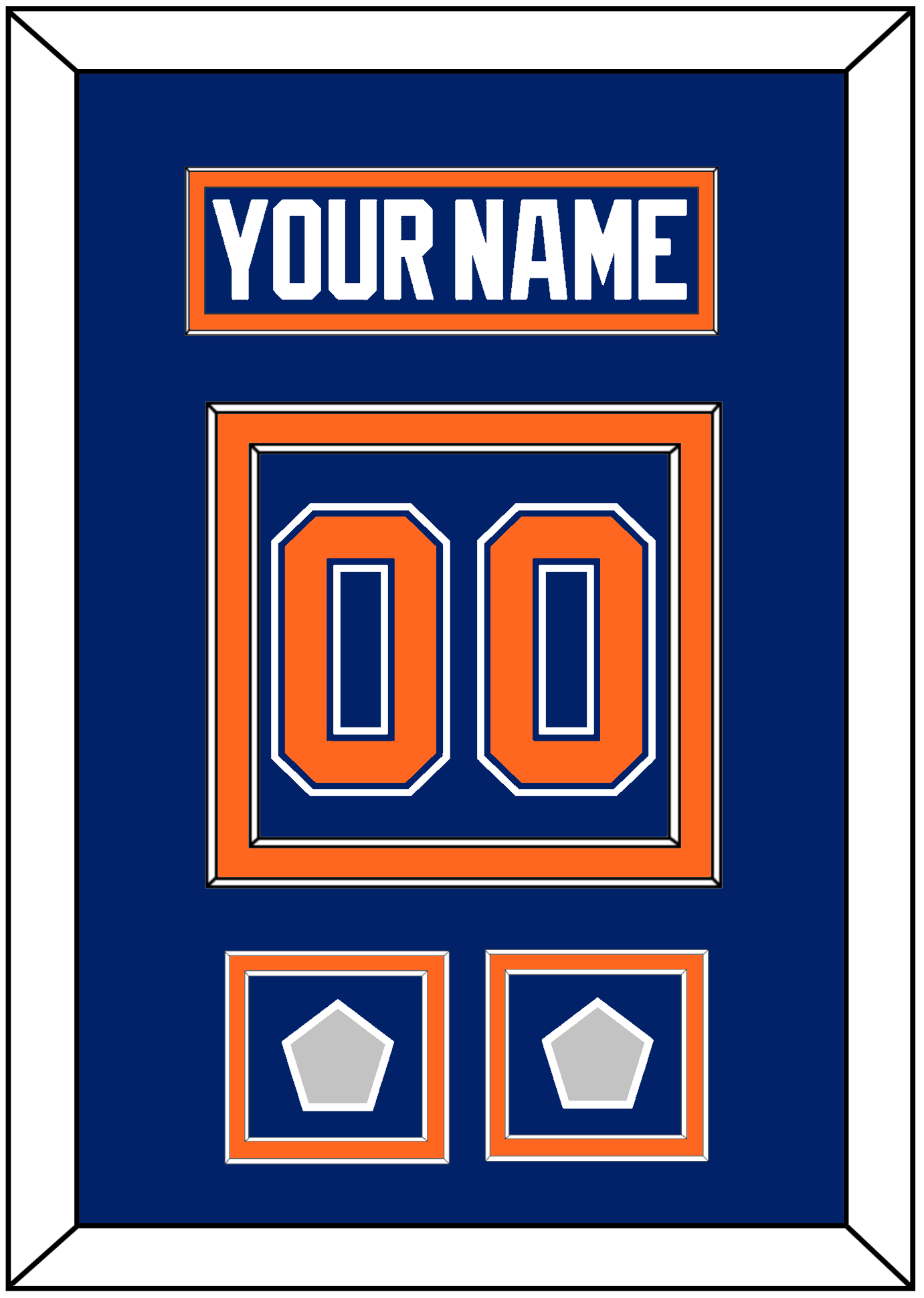 Edmonton Nameplate & Number (Back) With 2 Stanley Cup Champions Patches - Road Blue (1981-1994) - Signature Tier 2