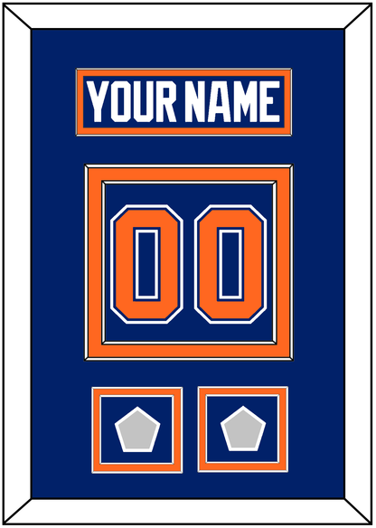 Edmonton Nameplate & Number (Back) With 2 Stanley Cup Champions Patches - Road Blue (1981-1994) - Signature Tier 2