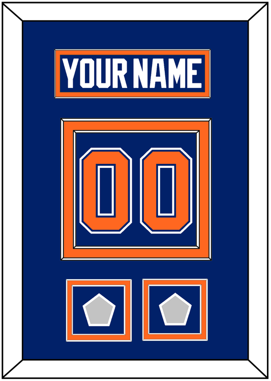 Edmonton Nameplate & Number (Back) With 2 Stanley Cup Champions Patches - Road Blue (1981-1994) - Signature Tier 2