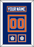 Edmonton Nameplate & Number (Back) With 2 Stanley Cup Champions Patches - Road Blue (1981-1994) - Double Mat 2