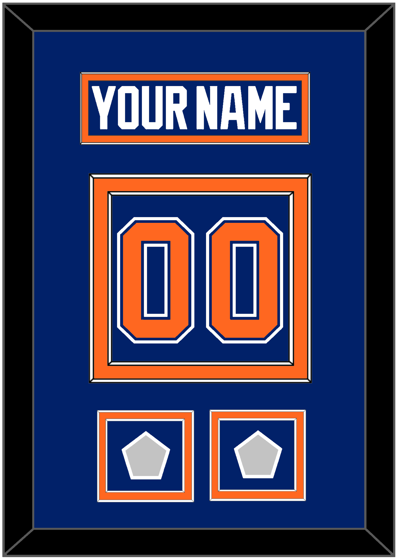 Edmonton Nameplate & Number (Back) With 2 Stanley Cup Champions Patches - Road Blue (1981-1994) - Signature Tier 2