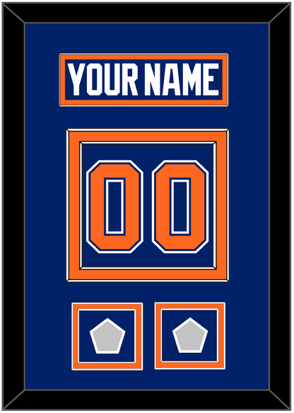 Edmonton Nameplate & Number (Back) With 2 Stanley Cup Champions Patches - Road Blue (1981-1994) - Signature Tier 2