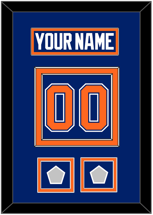 Edmonton Nameplate & Number (Back) With 2 Stanley Cup Champions Patches - Road Blue (1981-1994) - Signature Tier 2