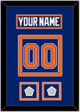 Edmonton Nameplate & Number (Back) With 2 Stanley Cup Champions Patches - Road Blue (1981-1994) - Double Mat 2
