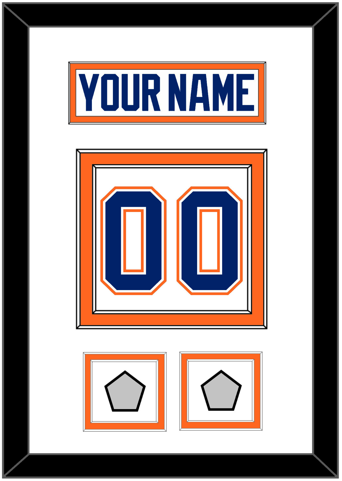 Edmonton Nameplate & Number (Back) With 2 Stanley Cup Champions Patches - Home White (1981-1994) - Signature Tier 1