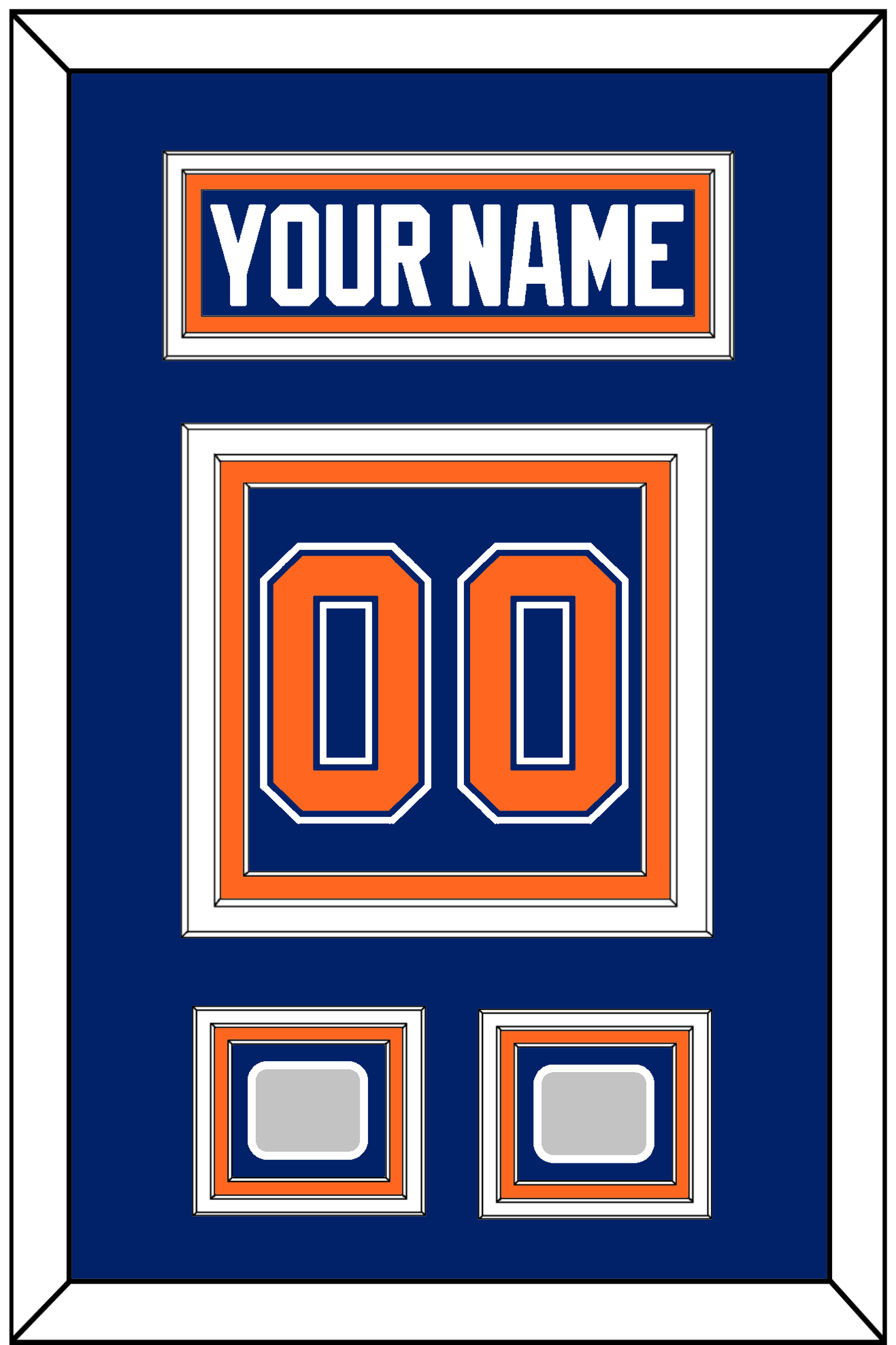 Edmonton Nameplate & Number (Back) With 2 Stanley Cup Champions Patches - Road Blue (1981-1994) - Premier Tier 2
