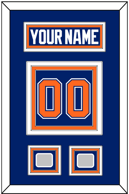 Edmonton Nameplate & Number (Back) With 2 Stanley Cup Champions Patches - Road Blue (1981-1994) - Premier Tier 2