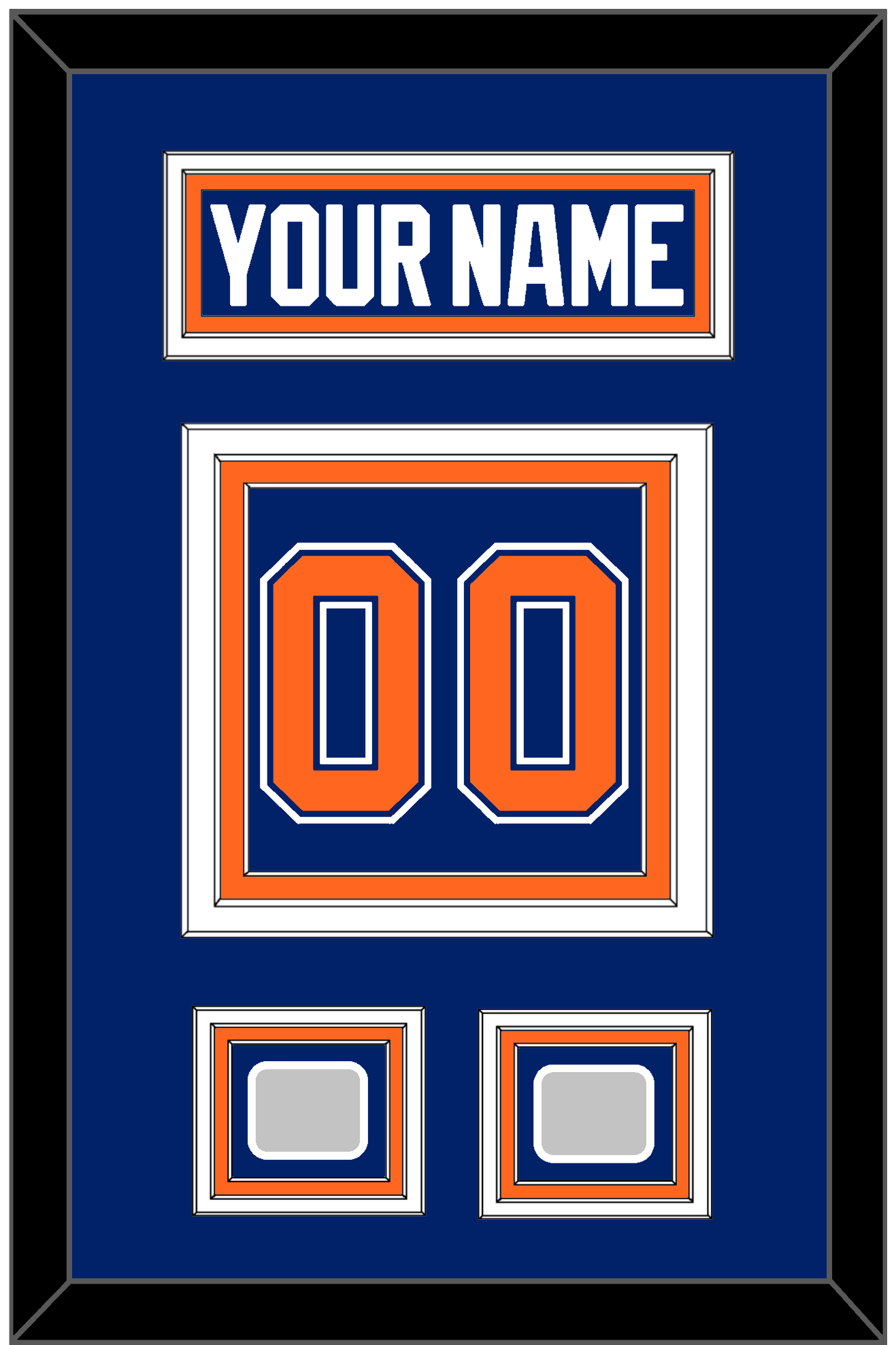 Edmonton Nameplate & Number (Back) With 2 Stanley Cup Champions Patches - Road Blue (1981-1994) - Premier Tier 2