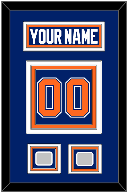 Edmonton Nameplate & Number (Back) With 2 Stanley Cup Champions Patches - Road Blue (1981-1994) - Premier Tier 2