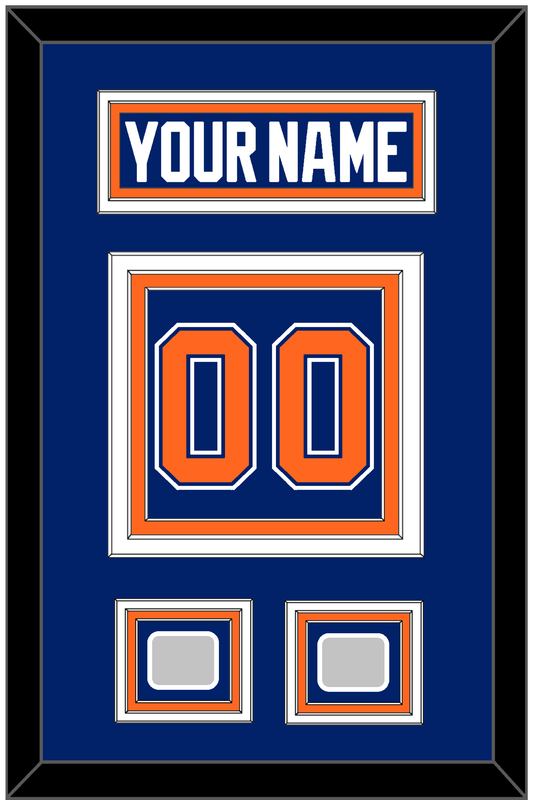 Edmonton Nameplate & Number (Back) With 2 Stanley Cup Champions Patches - Road Blue (1981-1994) - Premier Tier 2