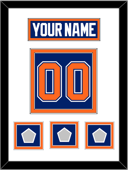 Edmonton Nameplate & Number (Back) With 3 Stanley Cup Champions Patches - Road Blue (1981-1994) - Signature Tier 1