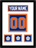 Edmonton Nameplate & Number (Back) With 3 Stanley Cup Champions Patches - Road Blue (1981-1994) - Double Mat 1