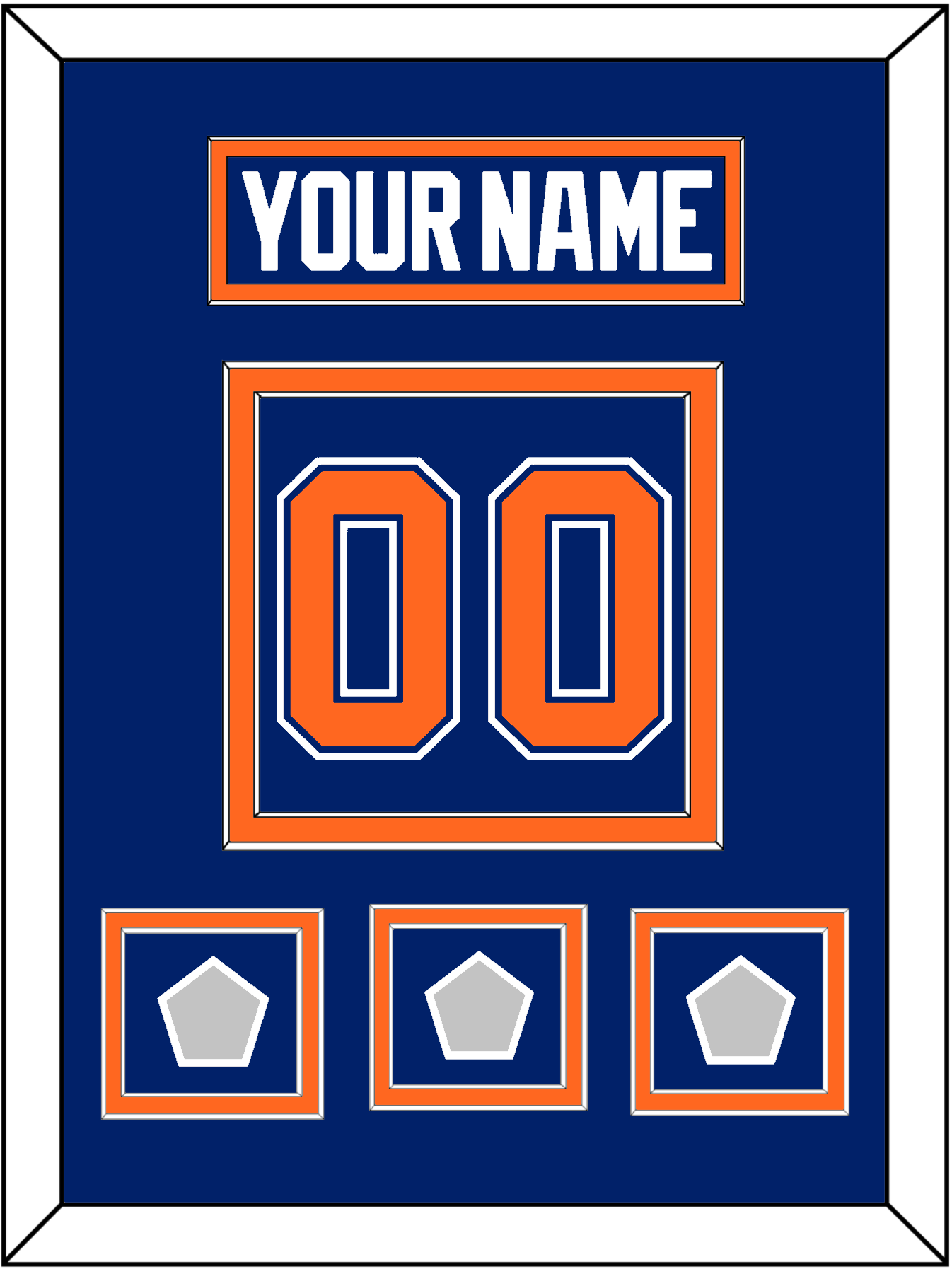 Edmonton Nameplate & Number (Back) With 3 Stanley Cup Champions Patches - Road Blue (1981-1994) - Signature Tier 2