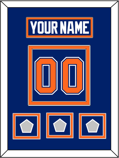 Edmonton Nameplate & Number (Back) With 3 Stanley Cup Champions Patches - Road Blue (1981-1994) - Signature Tier 2