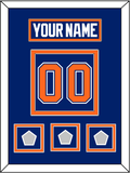 Edmonton Nameplate & Number (Back) With 3 Stanley Cup Champions Patches - Road Blue (1981-1994) - Double Mat 2