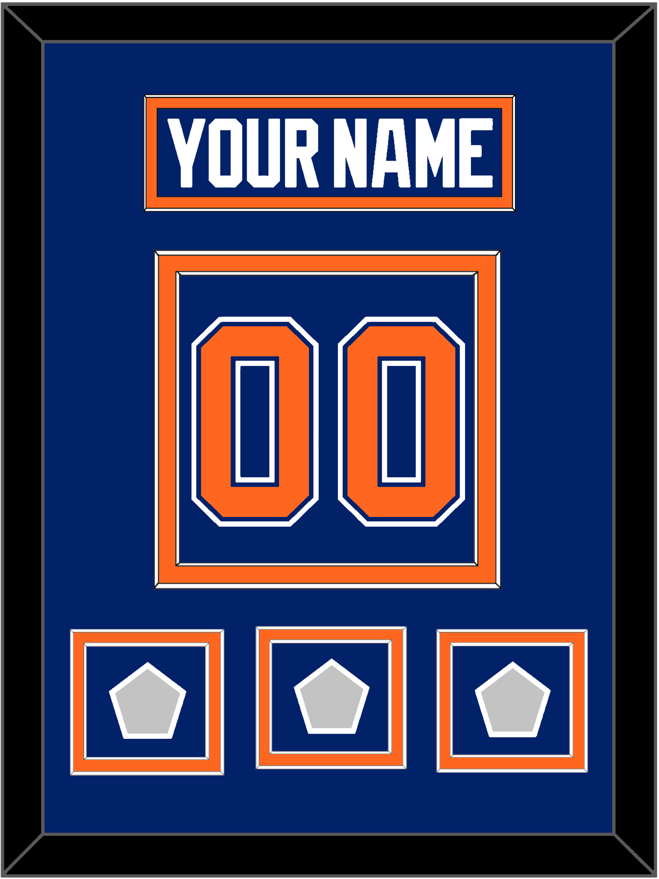 Edmonton Nameplate & Number (Back) With 3 Stanley Cup Champions Patches - Road Blue (1981-1994) - Signature Tier 2