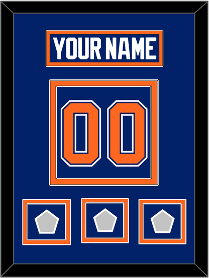 Edmonton Nameplate & Number (Back) With 3 Stanley Cup Champions Patches - Road Blue (1981-1994) - Signature Tier 2