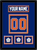 Edmonton Nameplate & Number (Back) With 3 Stanley Cup Champions Patches - Road Blue (1981-1994) - Double Mat 2